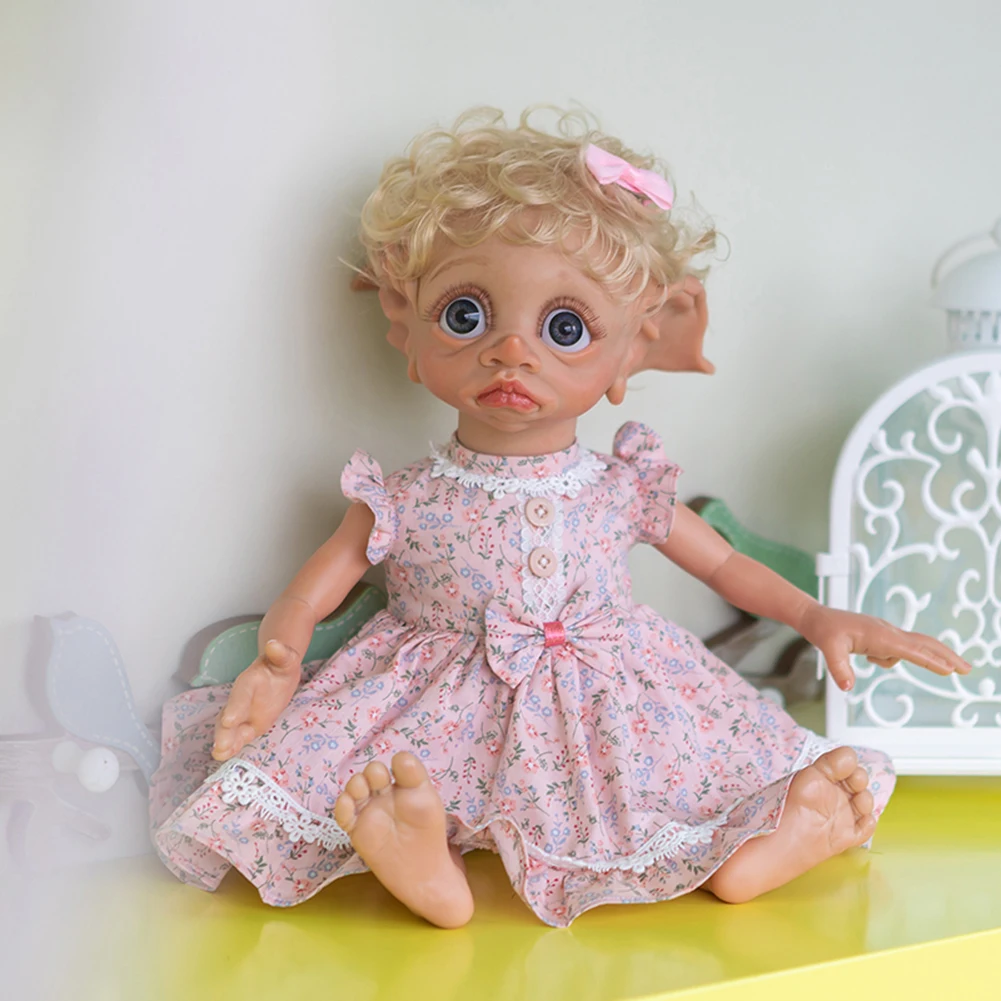 

NPK 17inch Reborn Baby Girl Doll Fariy Elf Handmade Reborn Baby Soft Touch Realistic Reborn Doll Collectible Art Doll Toys