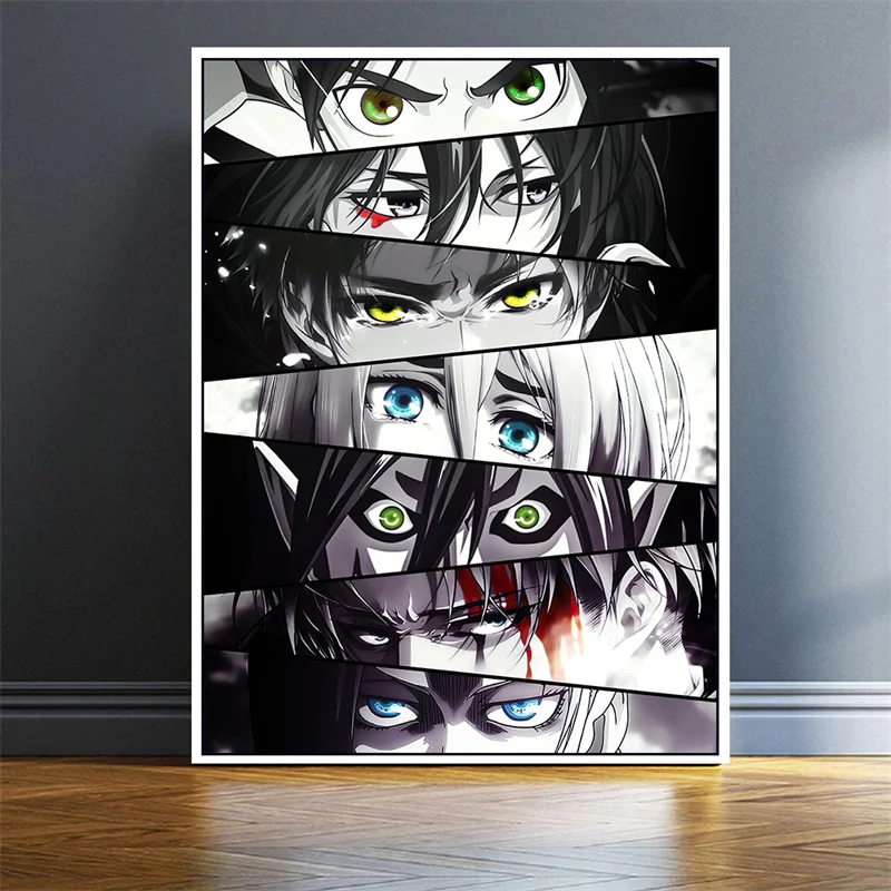 

Японские Аниме-персонажи, глаза, художественные принты на холсте, картина для комнаты мальчика, декоративные картины для детской комнаты, П...