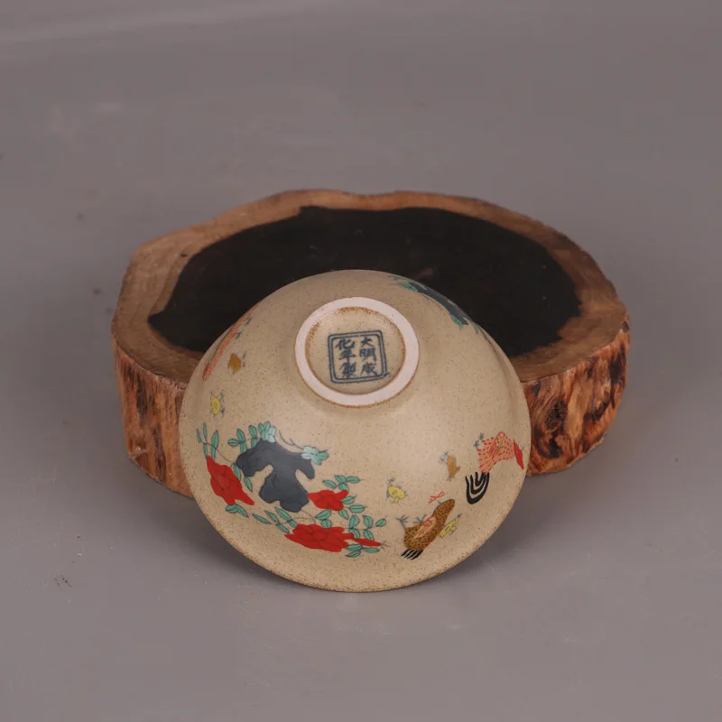 

China Jingdezhen Daming Chenghua style Matt yellow glaze chicken bowl collection