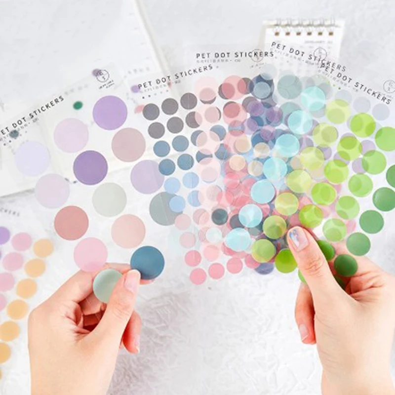 

3Sheets 7 Styles 120 Dot Dot Label Sticker Self-adhesive Seal Ring Book File Sticker Label Classification