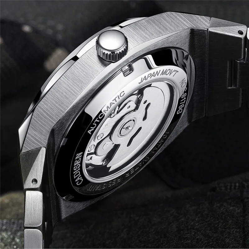 

watch men business stainless steel band automatic male watch casual mechanical luminous hands watch for men CADISEN reloj hombre