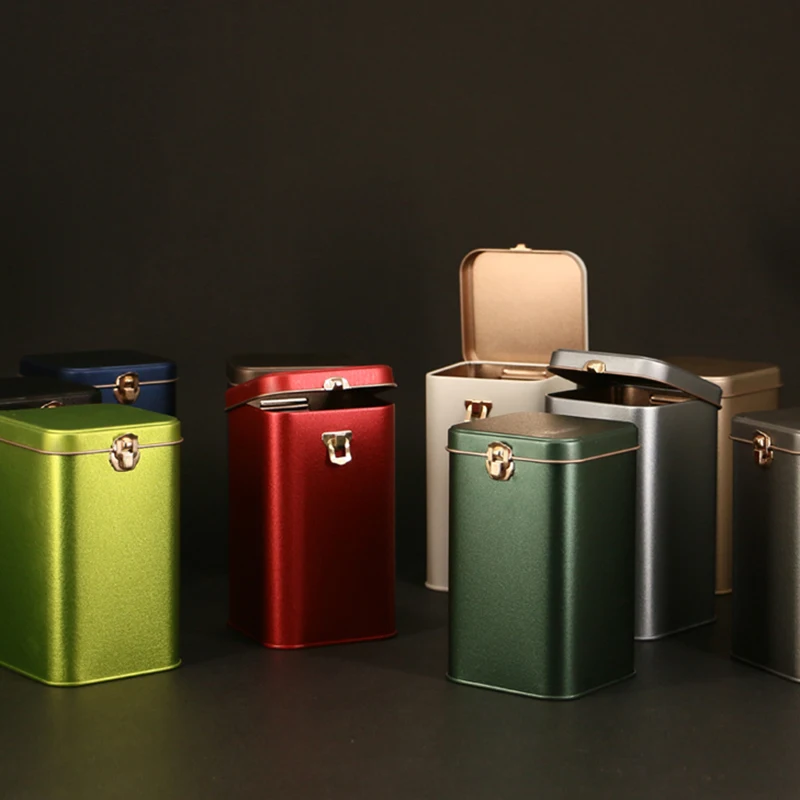 Однотонная жестяная чайная коробка квадратные жестяные контейнеры
