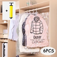 6pcsset can hang vacuum bag for clothes foldable transparent border compression organizer pouch sealed storage bags save space
