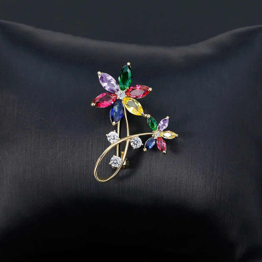 Женская Брошь в виде цветка с кристаллами|Броши| |