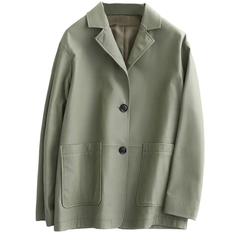 

JCHB 2021 new sheepskin leather coat for women Korean style fashion suit collar casual genuine leather coat fashionable