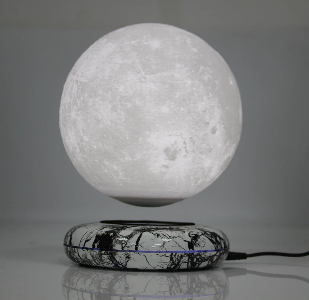 New invention gift Office Desk Decoration Magnetic Levitation 8 inch moon Globe Stone imitation base Floating Night Light | Дом и сад