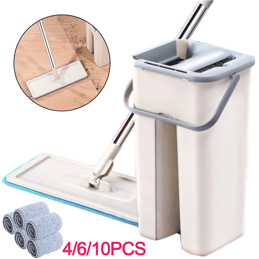 4pcs mop cloth Швабра из микрофибры домашний кухонный пол чистый плоский выдавливаемый спрей Швабра свободная ручная отжима из нержавеющей стали, для швабр с ведром спин - Color: 4pcs mop cloth