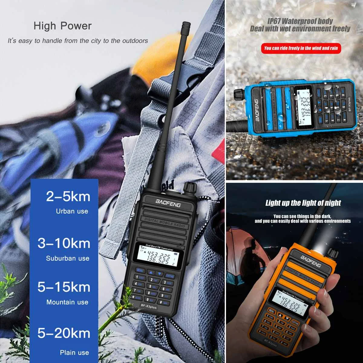 18 Вт BF X3 Plus профессиональная рация 128 каналов VHF UHF Двухдиапазонная двухсторонняя