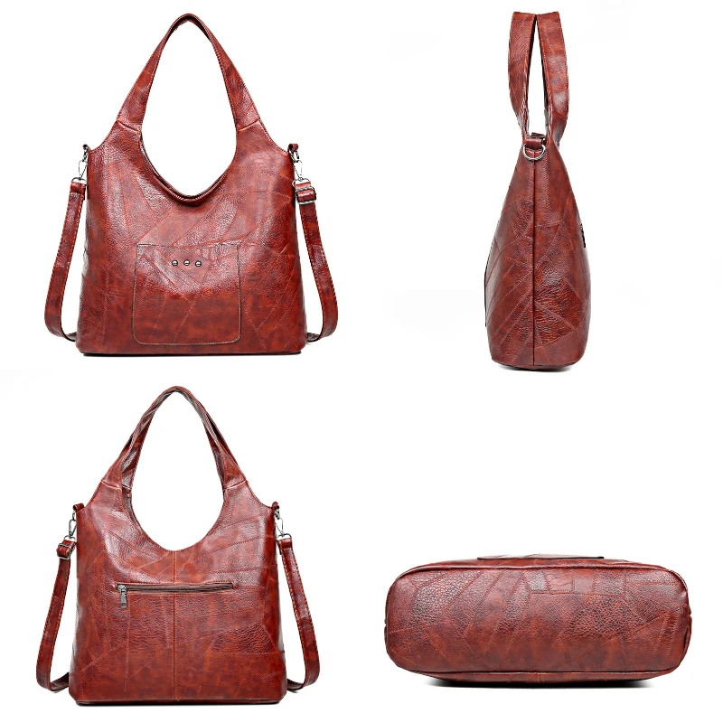 Большая кожаная сумка на плечо винтажные повседневные сумки через для женщин 2020