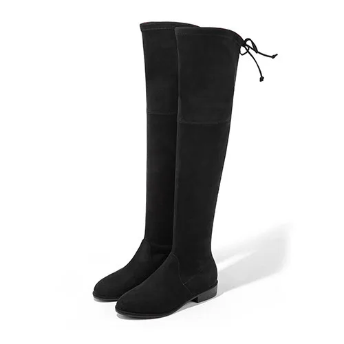 

winter new boots frosted over knee boots slim high round head flat bottom elastic boots