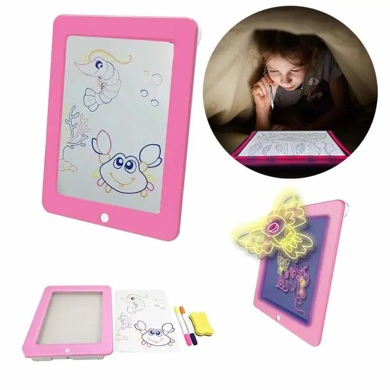 Cloudro 3D LED Drawing Mat Set Large Painting Writing Board Glowing In Dark Magic Pen Educational Toy Gift | Дом и сад