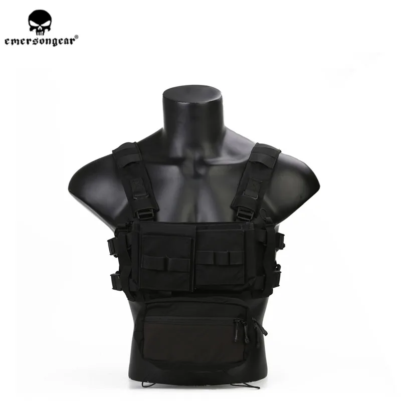 BK Emersongear MK3 тактическая нагрудная Установка микро-модульная Регулируемая охотничья пластина для переноски страйкбольного жилета с 556 762 подсумок - Цвет: BK