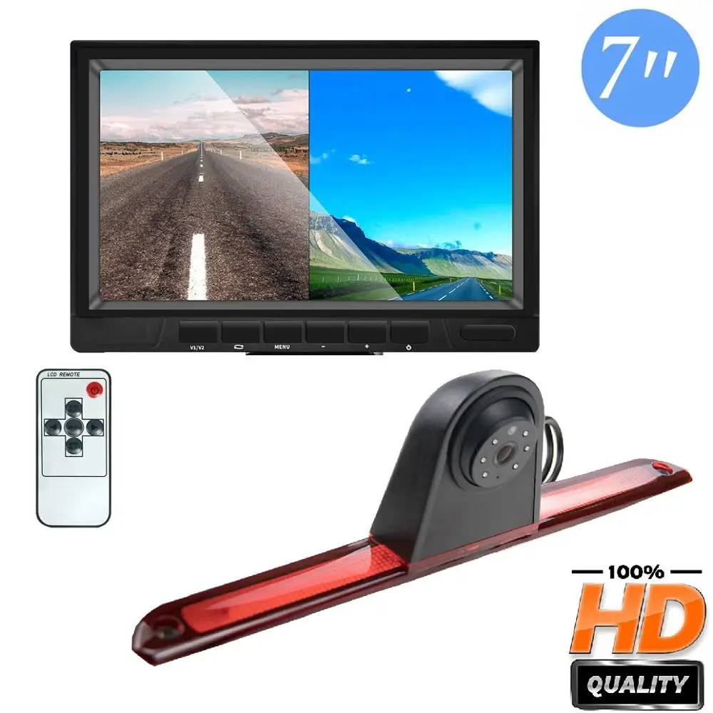 

Freezzmi HD Car Brake Light Rear View Camera for Mercedes-Benz Sprinter W906 324H 524H/VW Crafter Transporter + 7 inch Monitor