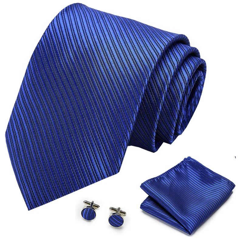 

Мужской галстук, синий, новинка, 100% Шелковый галстук, Gravata Hanky, запонки, набор для мужчин, официальная Свадебная вечеринка, жених, бизнес