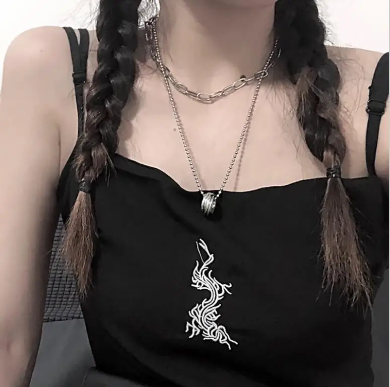 Женское Двухслойное ожерелье из нержавеющей стали колье с круглым кулоном