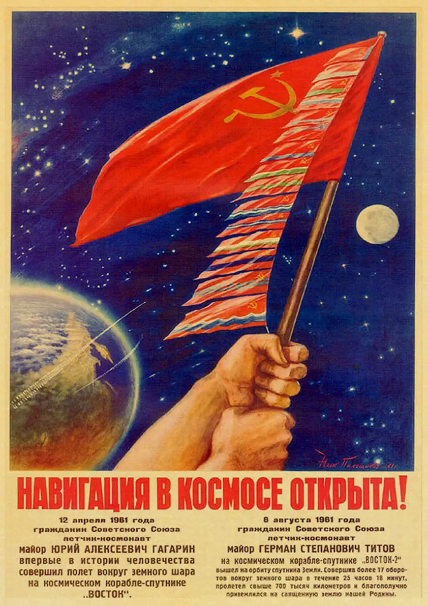 

Vintage Russian Propaganda Poster the Space Race Poster Stickers USSR CCCP Stickers for Prints Wall Pictures Bathroom Decor