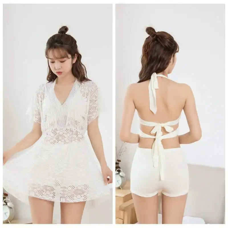 Купальник-тройка женский в Корейском стиле маленький консервативный купальник с