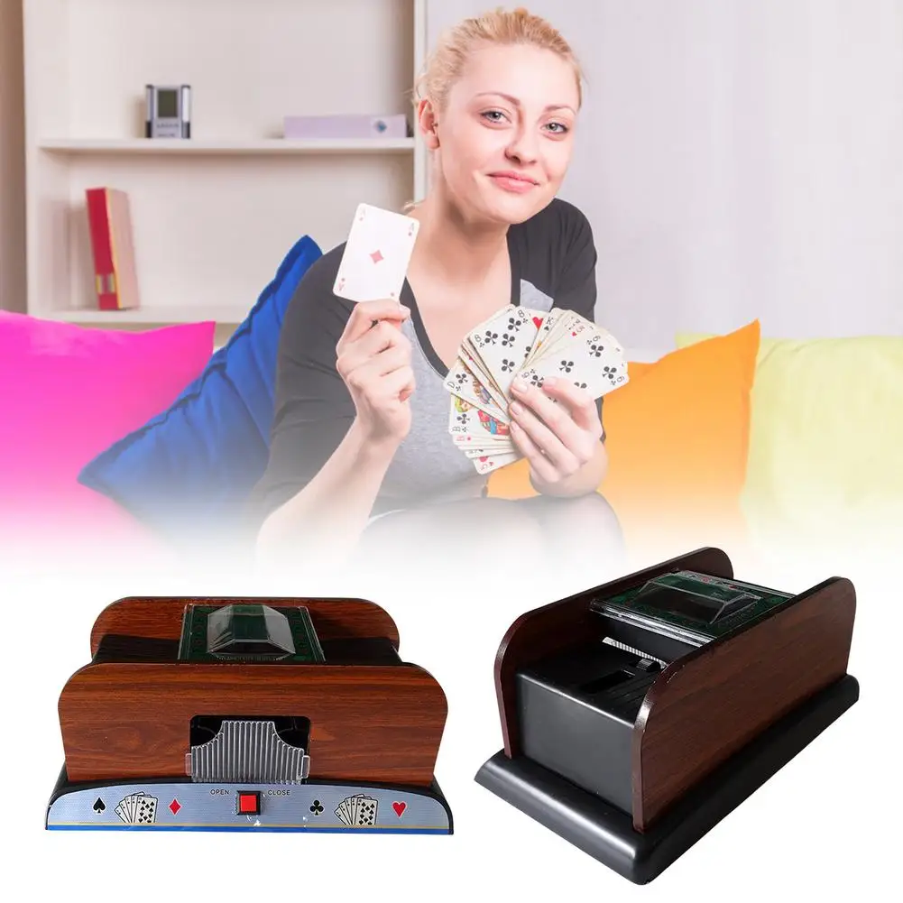 Автоматический смеситель для карт Shuffle Machine Board Game Poker Wooden Playing Cards Electric Automatic Card Party Entertainment And Shuffler.