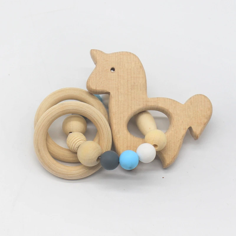 Mordedor de madera para beb&eacute;, pulsera de dentici&oacute;n de grado alimenticio, juguete seguro, regalo para A&ntilde;o Nuevo, 1 ud.-0