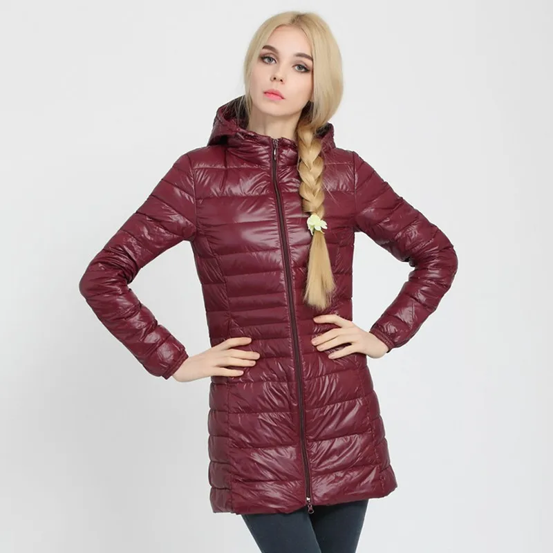 Женский ультра-светильник WSYORE зимний пуховик на утином пуху с капюшоном