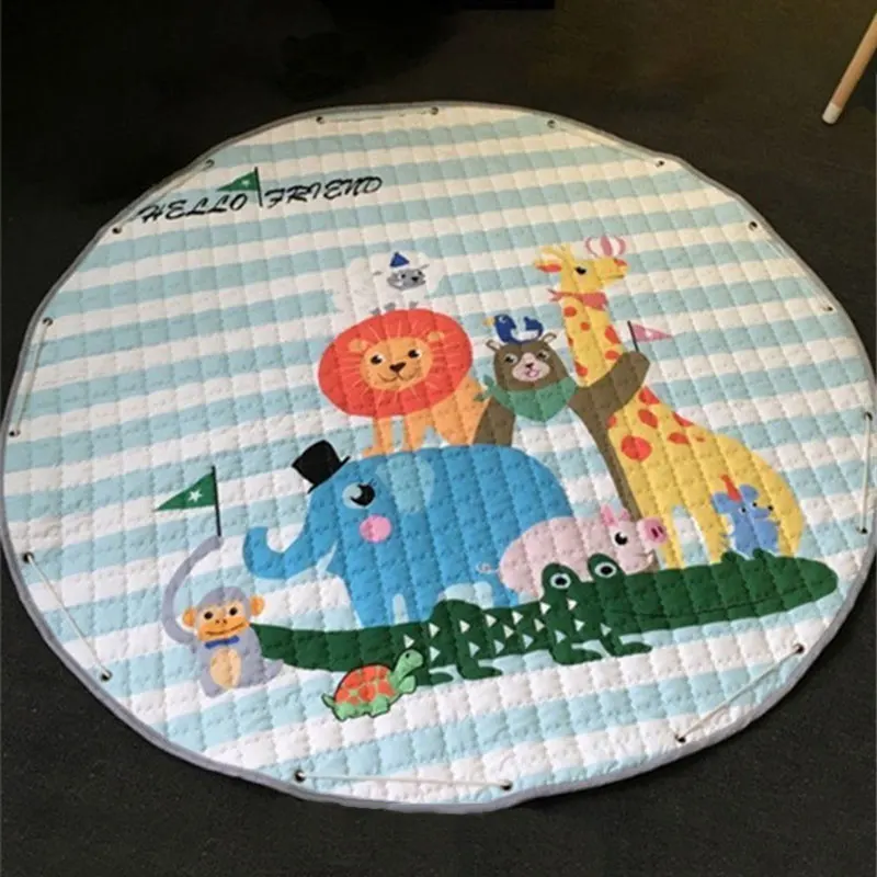Детский коврик для игр с животными Круглый хлопковый развивающий детей игровой