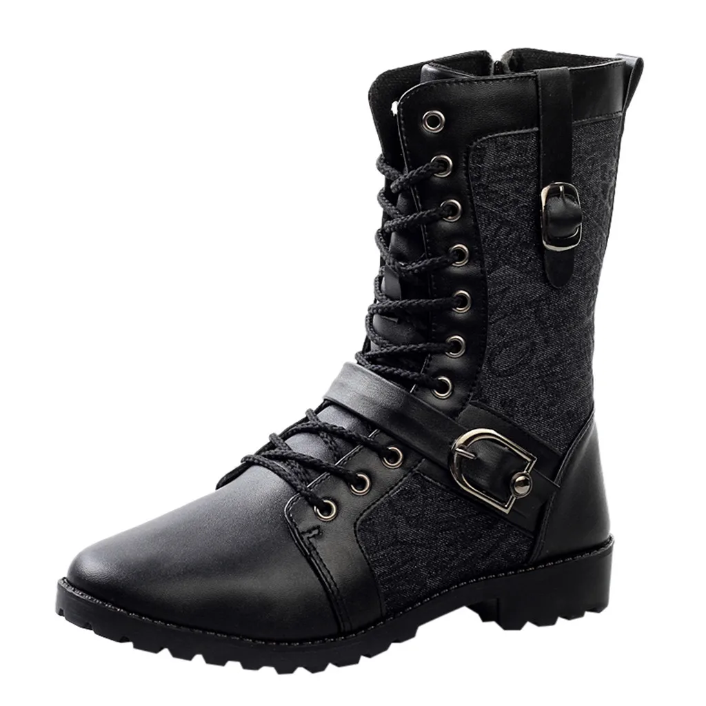 Мужские ботинки в готическом стиле панк высокие Осень-зима модные байкерском