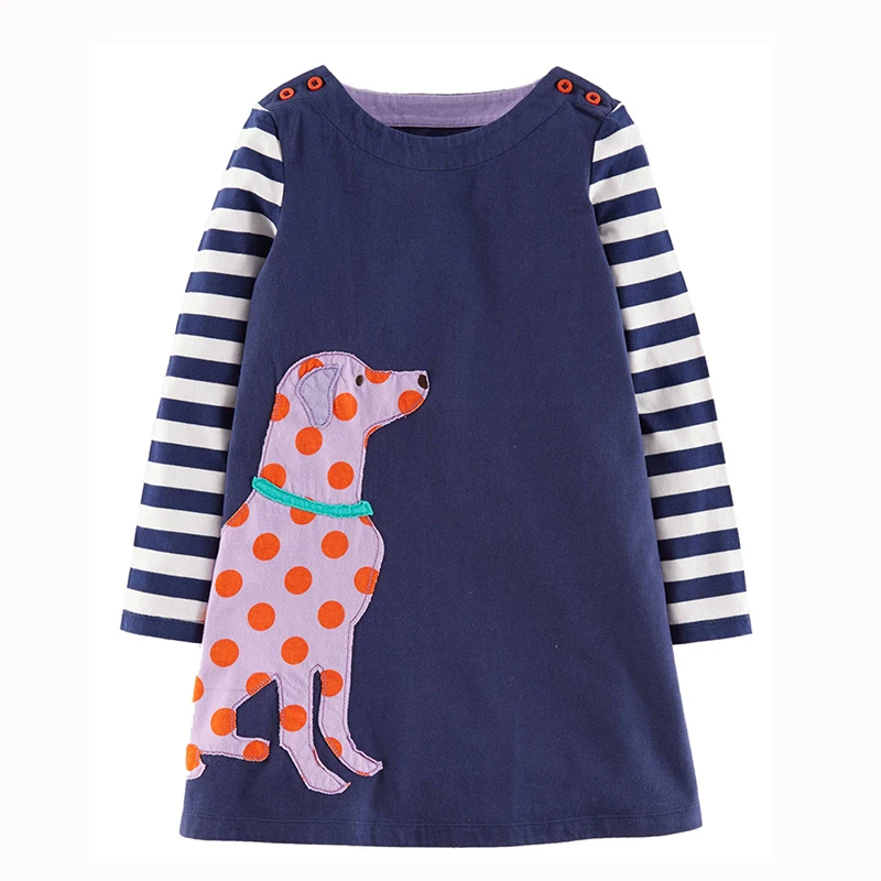 Children Dress 2020 New Europead &amp American Style Kids Animals Pattern Striped Pocket Princess Girl Dresses 2-7Y | Детская одежда и