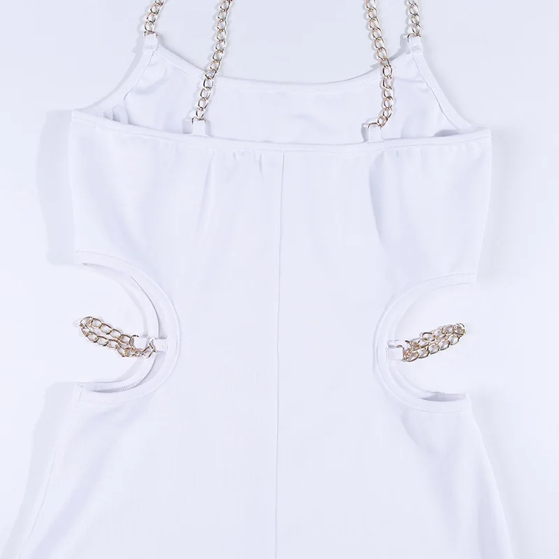 

Sexy Chain Slip Dress Women Solid Bodycon Dresses Summer Slim Club And Party Dress Street Backless Hollow Woman Clothes