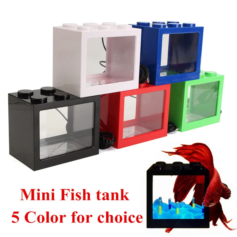USB мини-fighting LED fish box аквариум прозрачный акриловый офисное настольное украшение