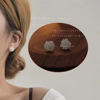 girafe korean style 925 silver needle rose flower stud earrings for women soft romanitc sweet silver stud earrings jewelry