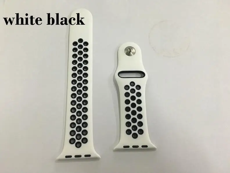 white black Новые цвета спортивные силиконовые браслеты для apple watch Series 1 2 3 38 мм 42 мм соединяющий ремешок браслета для iwatch 5 4 40 мм 44 мм серия 5 - Цвет ремешка: white black