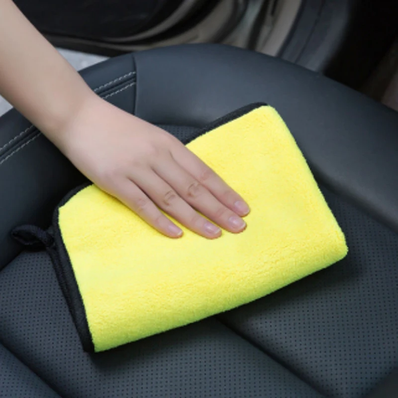 

High-density Thick Absorbent Towel Car Care Thick Household Car Supplies Microfiber Car Towel Two-color Coral Fleece Car Towel
