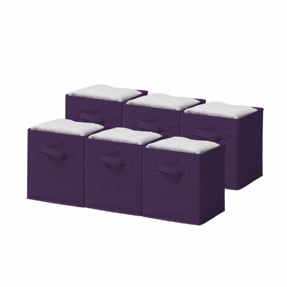 

6PCS Foldable Collapsible Fabric Storage Cube Baskets Boxes Bins Organizer Toys Books Storage Collection Containers Drawers (Red