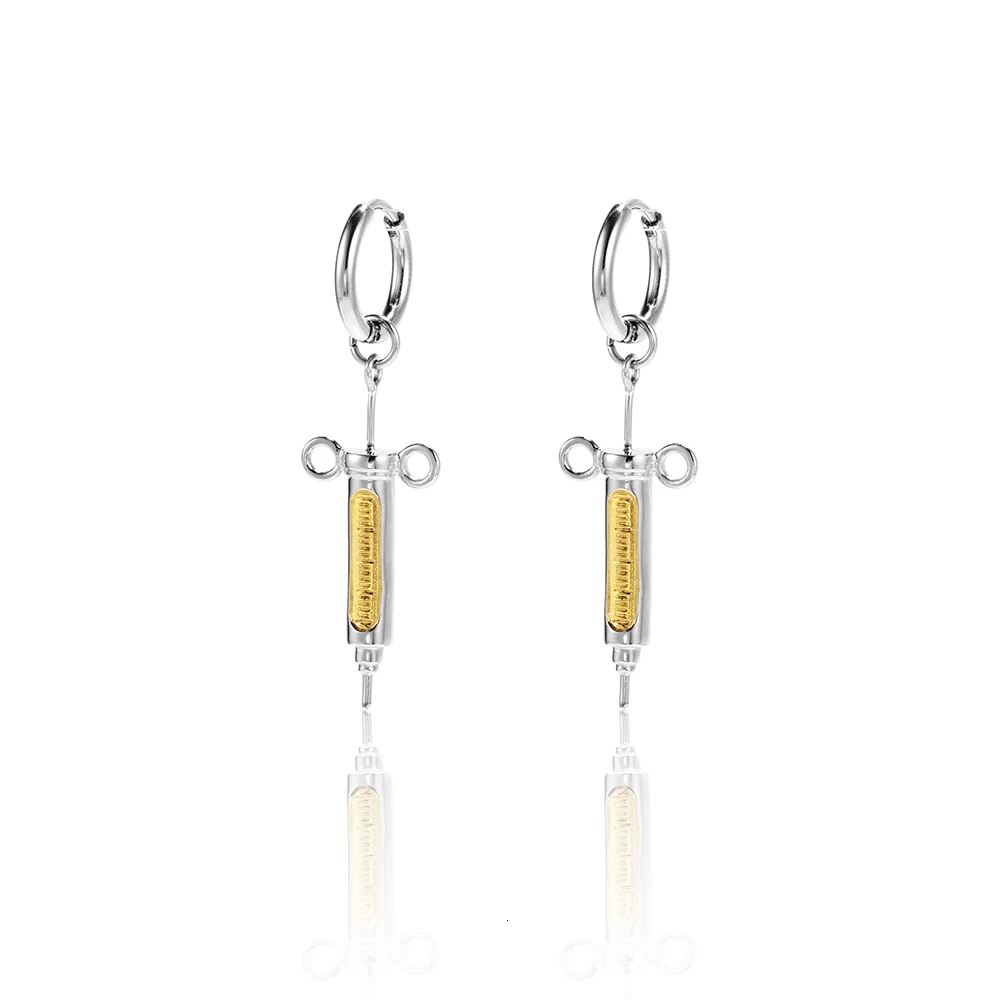 Модные цилиндрические серьги шприцы RIR медицинское оборудование креативный