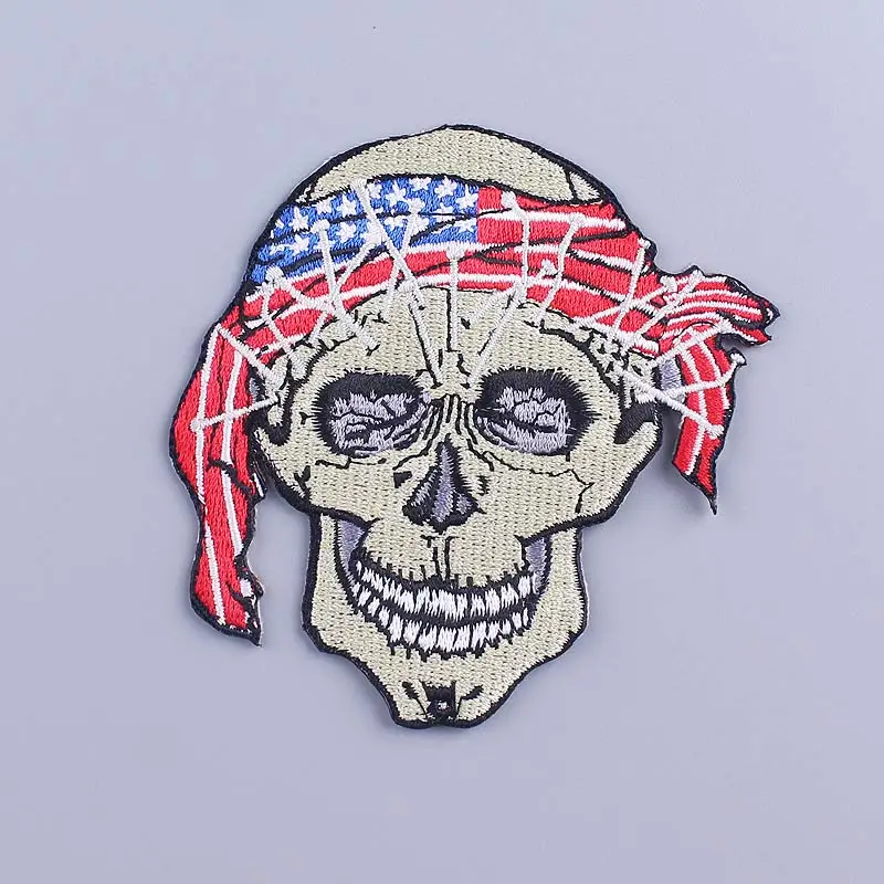 Diy панк череп патчи утюгом нашивки на одежду Скелет значки полосы патч вышитые