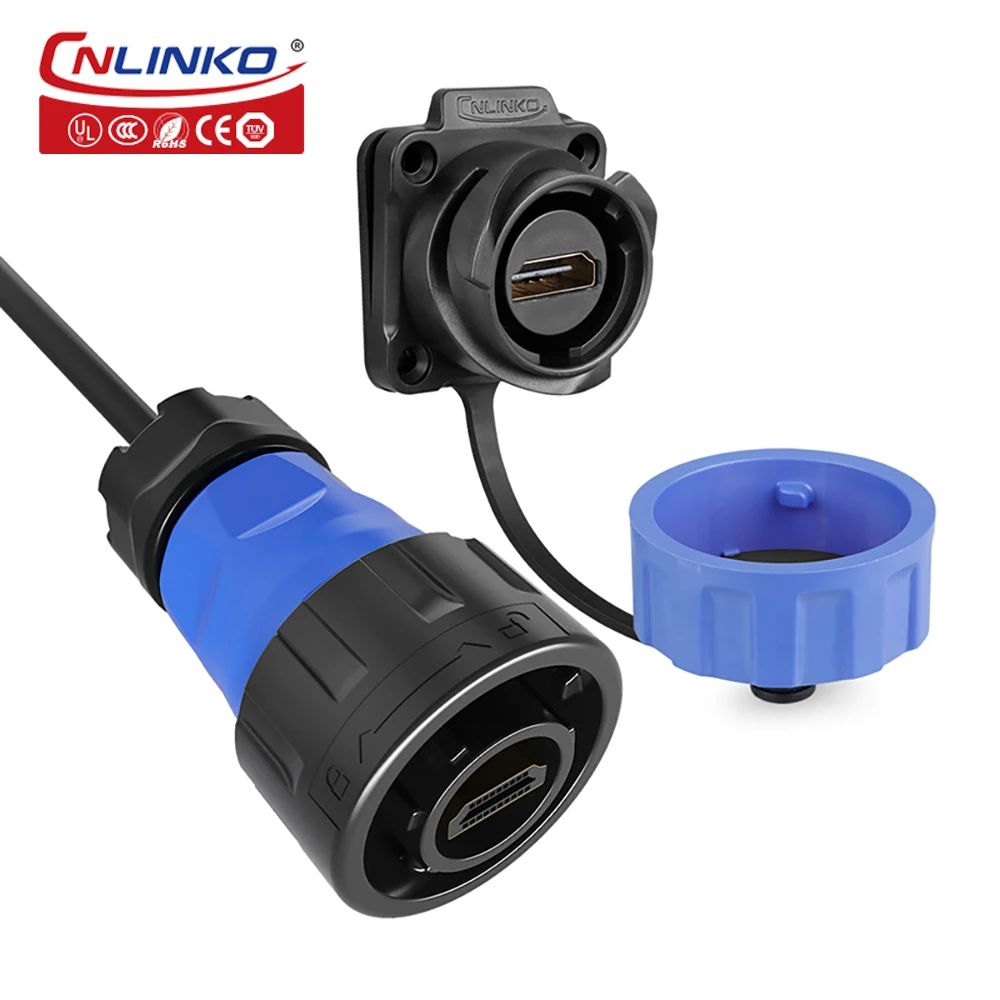 

Cnlinko Industrial Connector M24 PBT Material High Speed 4K 60HZ HDMI-compatible Cable Adapter Connector for HDTV Laptop Monitor
