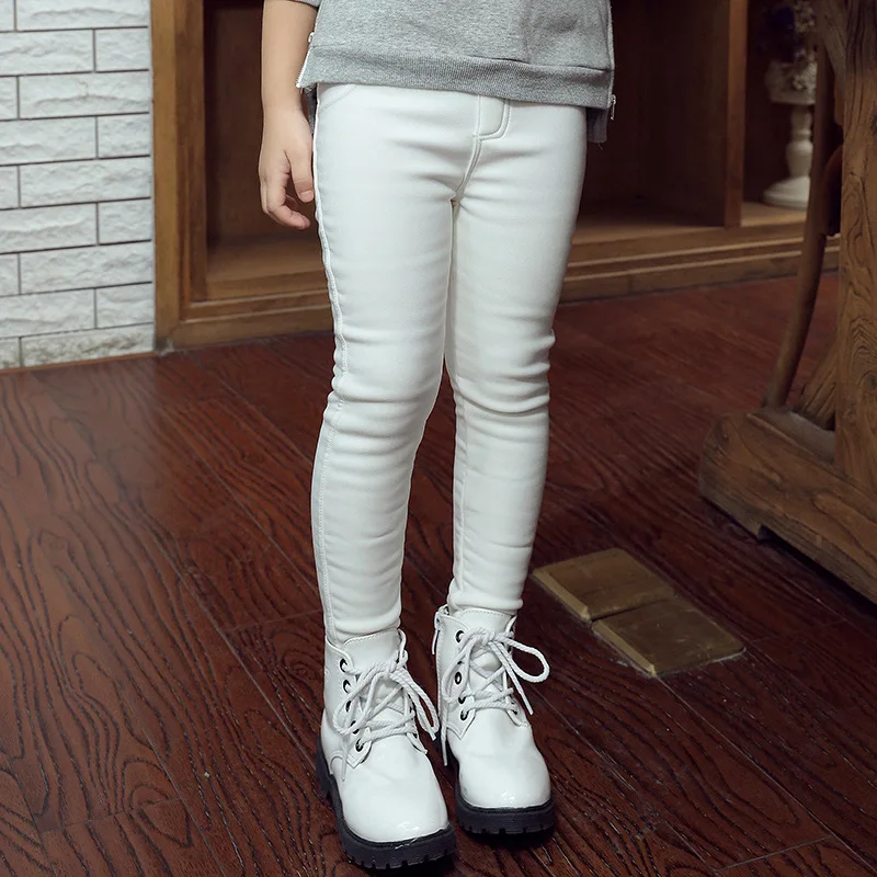 Winter Girls Leggings Cotton 2021 New Children Plus Velvet Pants Thicken Warm Long Trousers For Teen Skinny Pencil | Детская одежда и