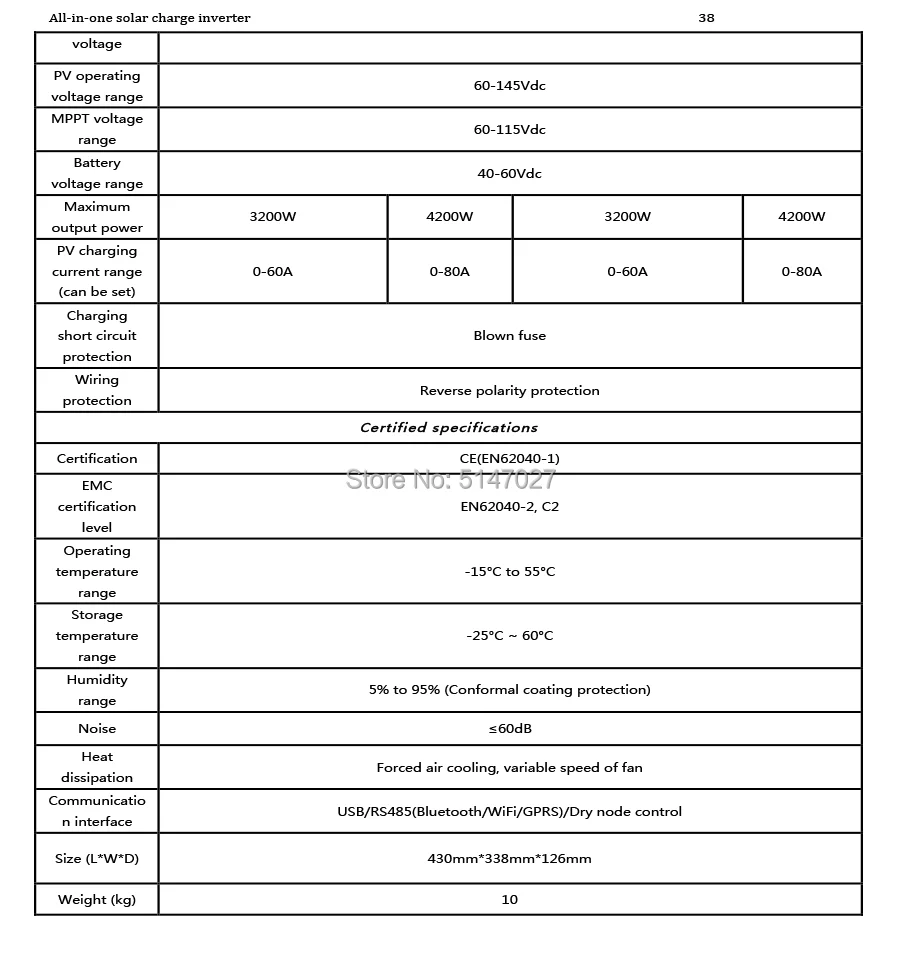 MPPT 48VDC 4000 Вт PV солнечные гибридные Инверторы питания с 48VDC 60A MPPT Солнечный контроллер заряда и зарядное устройство переменного тока UPS функция