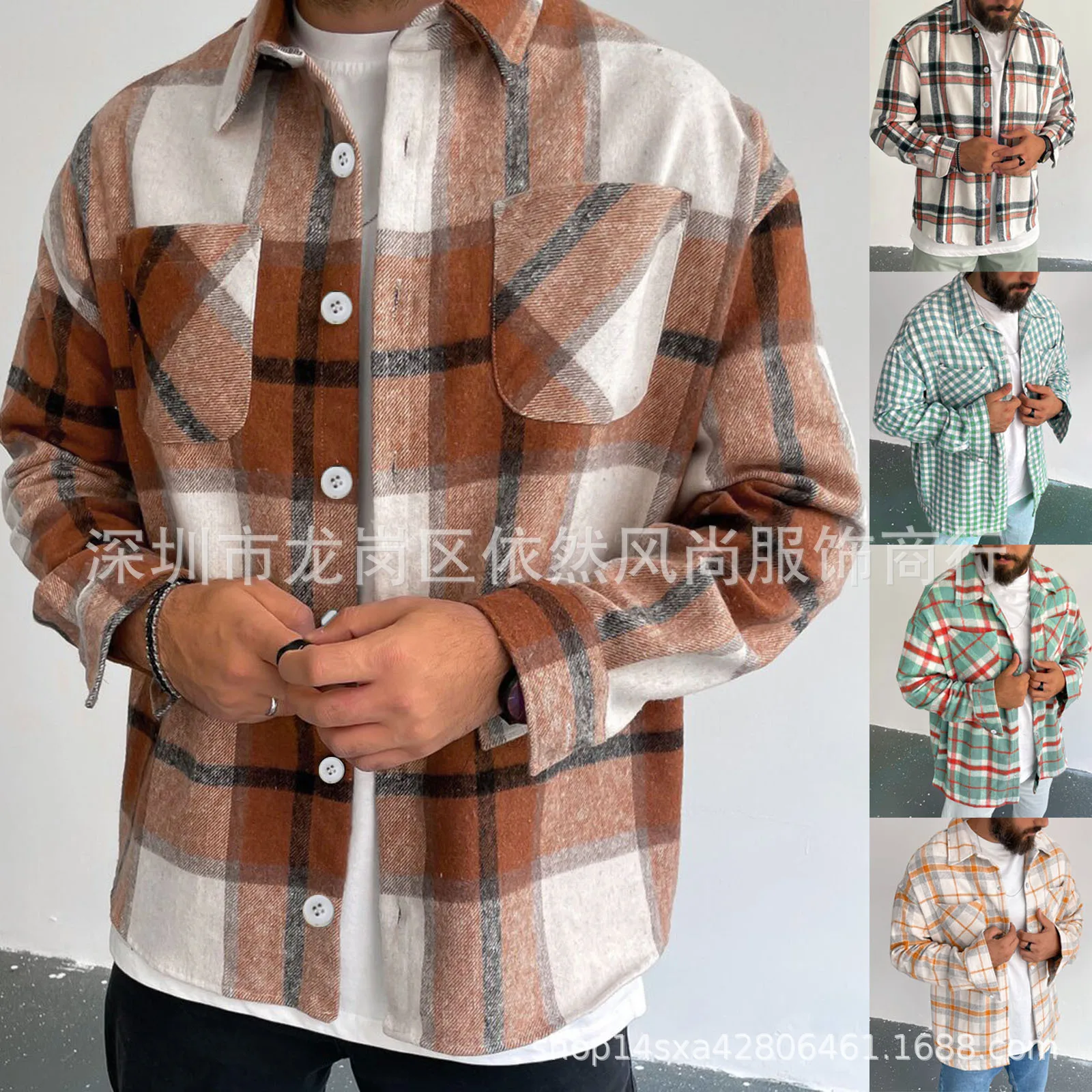 

2022 Autumn Winter Single Breasted Men's Plaid Shirt Men's Coat Camisa Algodão Homem Chemise Homme De Luxe Mode Homme Camisas