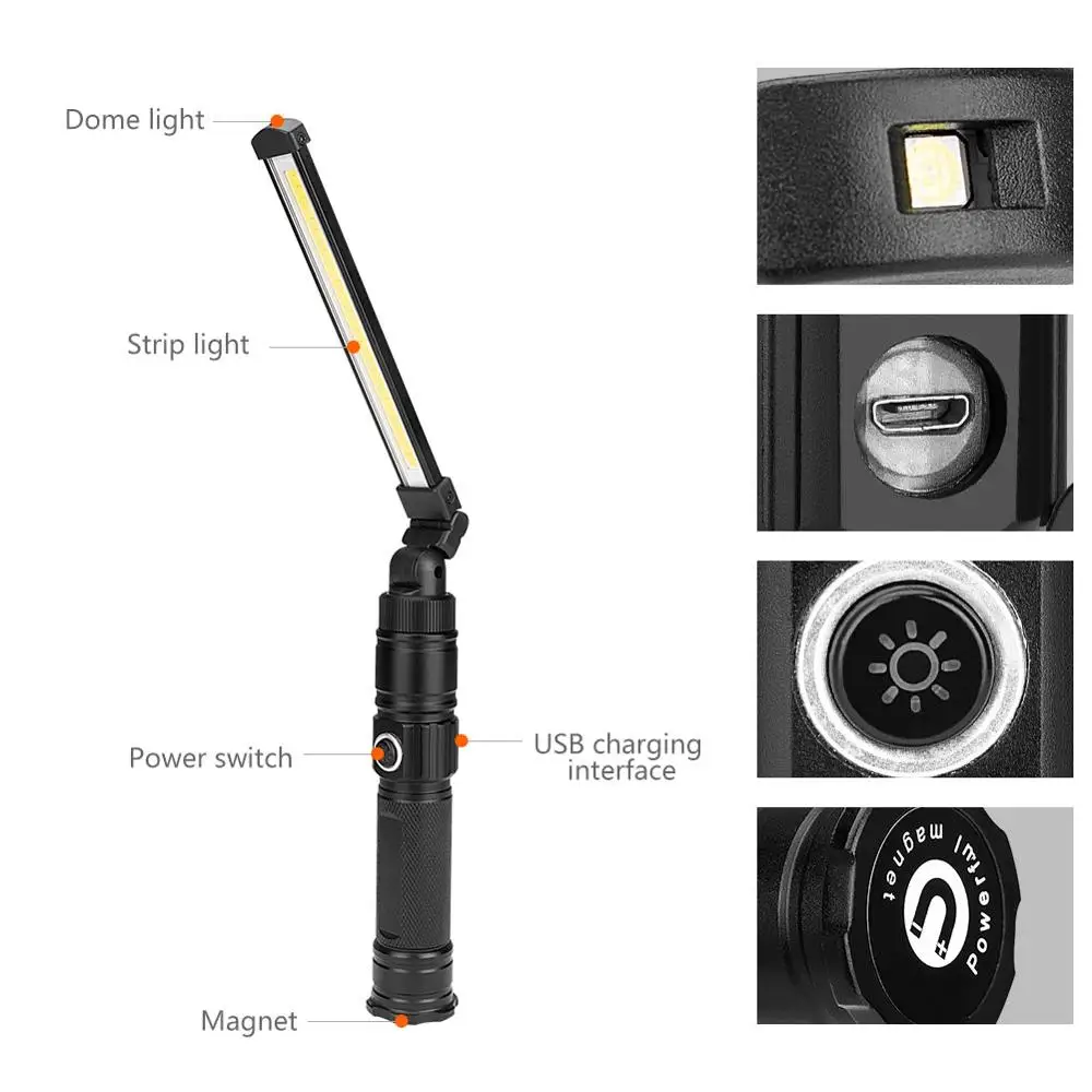 COB + светодиодный рабочий светильник фонарик нарусветильник перезаряжаемый