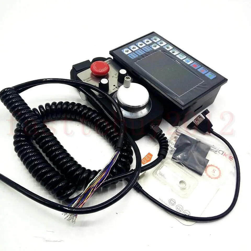 

4 Axis Offline Motion Controller+Handwheel MPG Emergency Stop 500Khz G Code Replace Mach3 USB CNC Controller