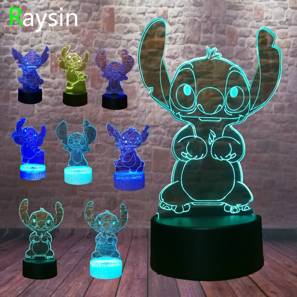 11 вариантов 3D светодиодный плюшевый стежок милый мультфильм моделирование лампа 7 цветов изменить ночные огни Мальчики Рождество фестиваль День рождения игрушки подарки