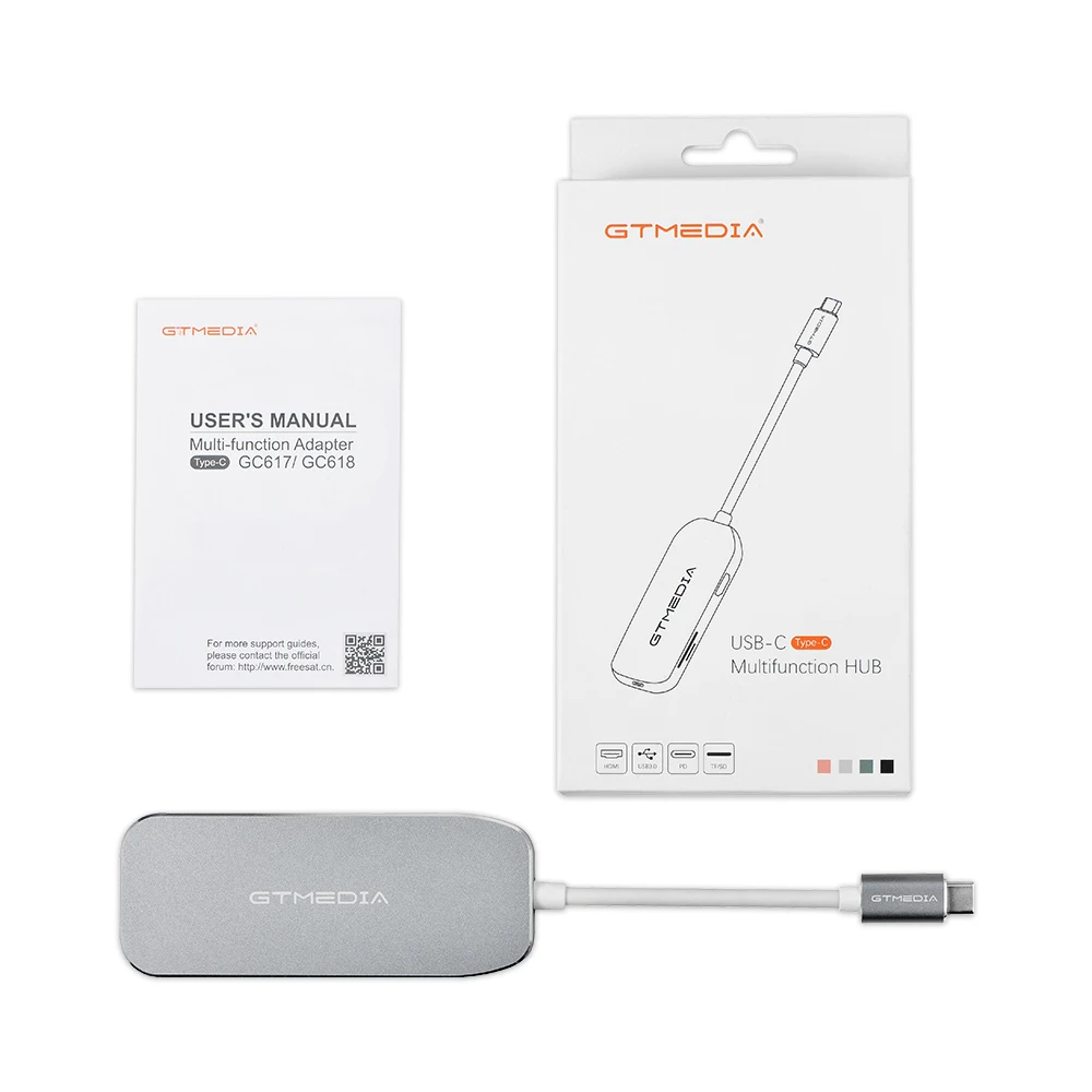 

GTMEDIA USB C HUB 6 Ports Type-C Hub Ethernet Connection HDMI Type C Charging Port 2 USB3.0 Ports SD/TF Card Reader for Mac Pro