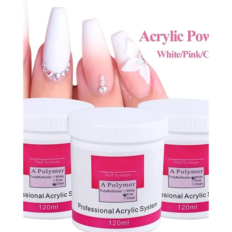 120 мл набор акриловых порошков для ногтей блестящие прозрачные белые розовые