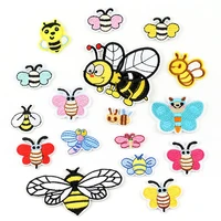 wholesale 17 types cartoon bee series for ironing patches clothes diy for hat jeans sticker sew on embroidered patch badge