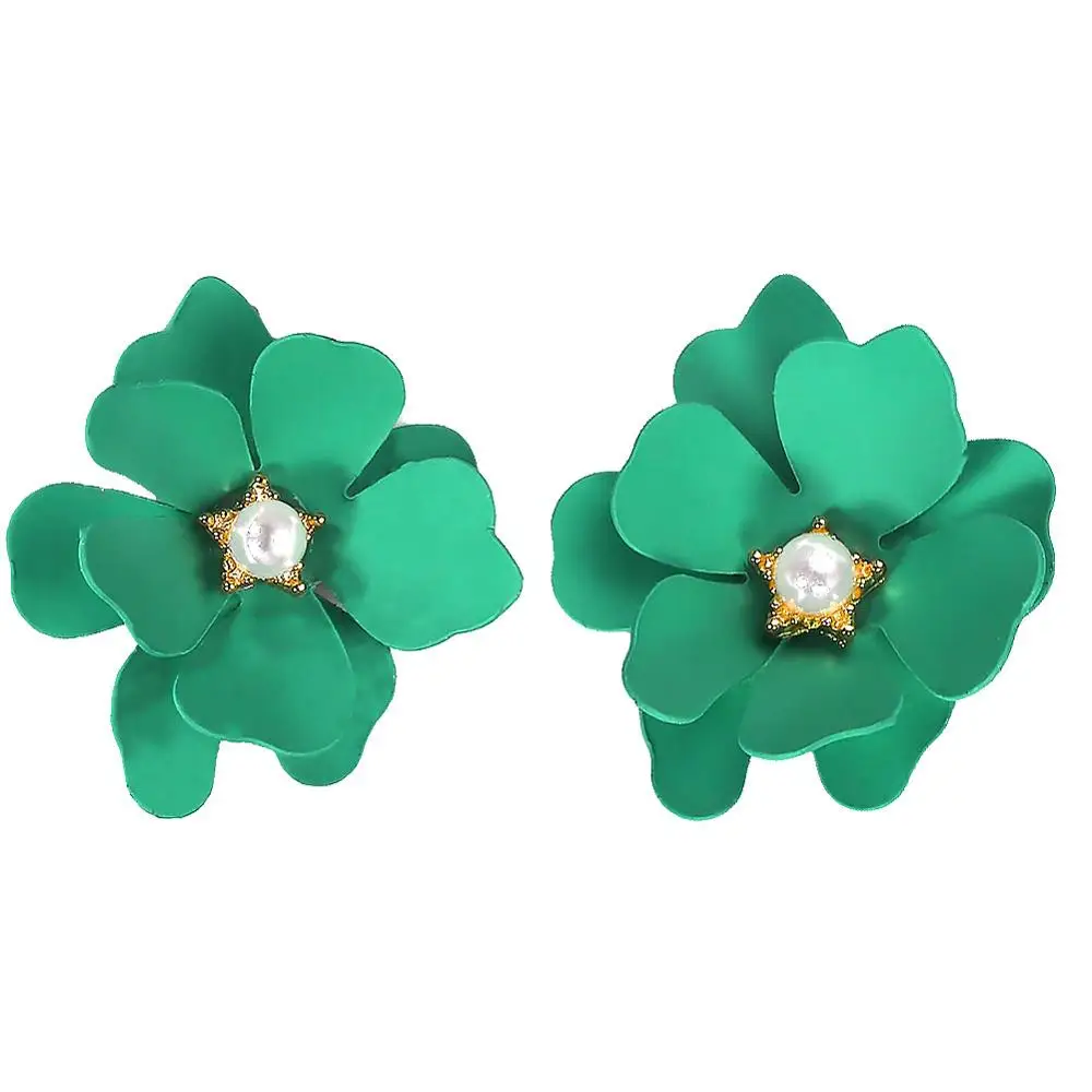 Boho Big White Simulated Pearl Flower Earrings For Women Fashion Wedding Party Jewelry 2021 Elegant Bijoux Wholesale 1E1115 | Украшения и