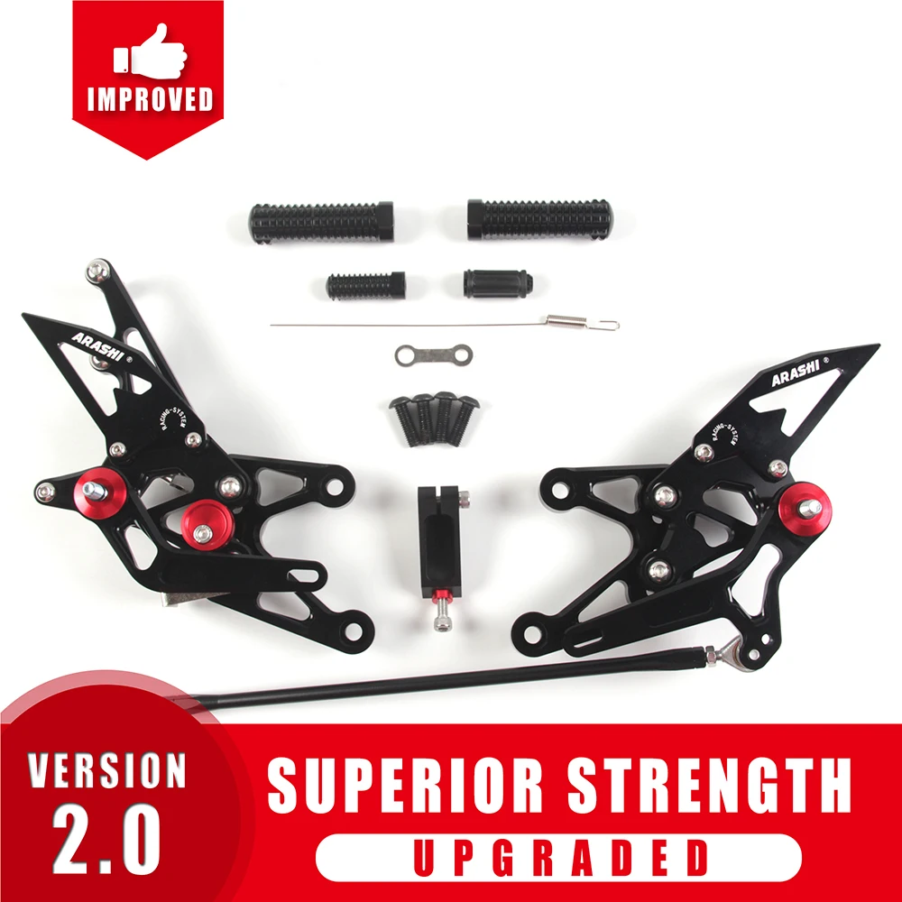 Black Arashi для YAMAHA YZF R1 2007 2008 ЧПУ Регулируемые подножки для ног Rider задние наборы Rearset Подножка для ног алюминий золото - Цвет: Black