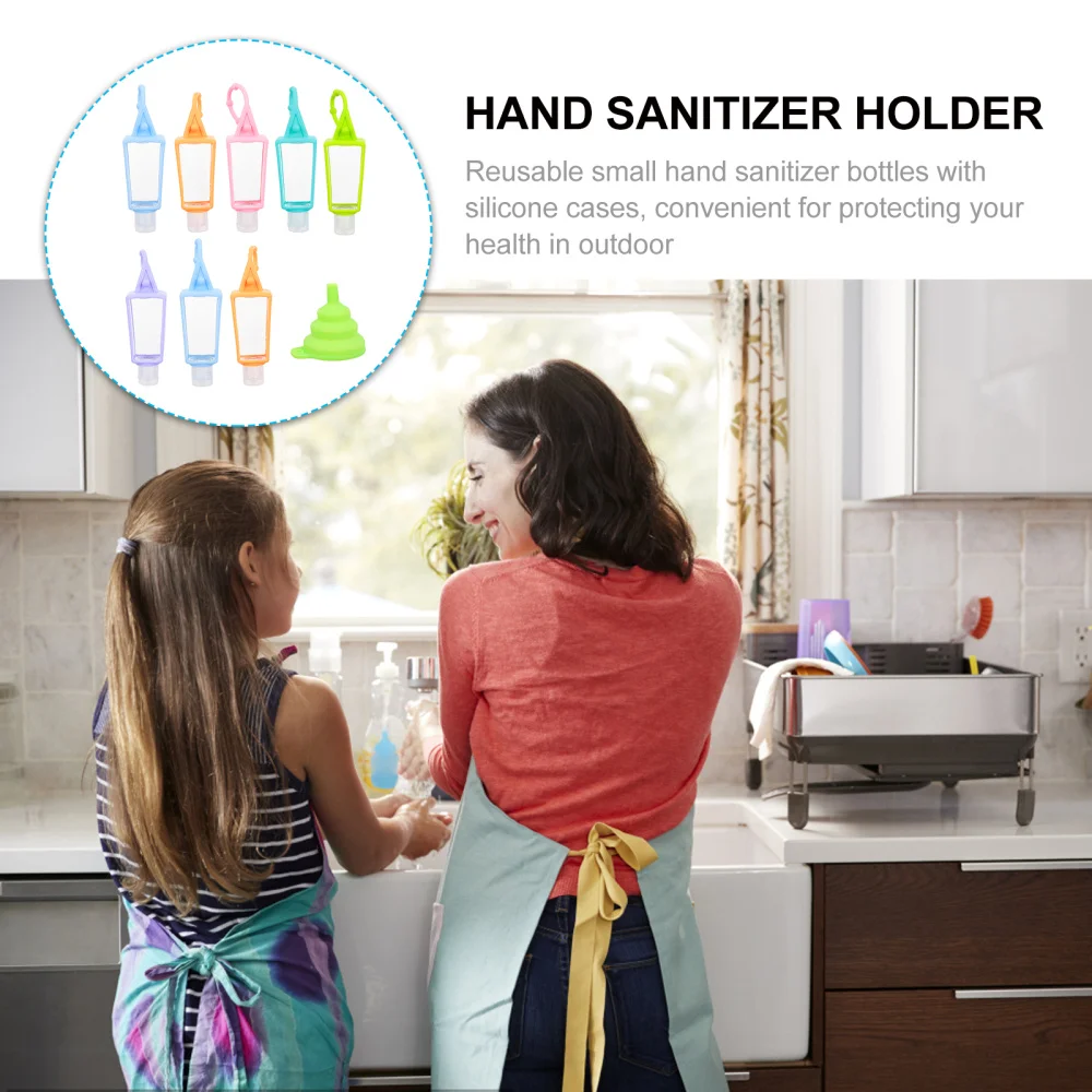 

1 Set Hand Sanitizer Case with Container Silicone Bottle Protective Holder