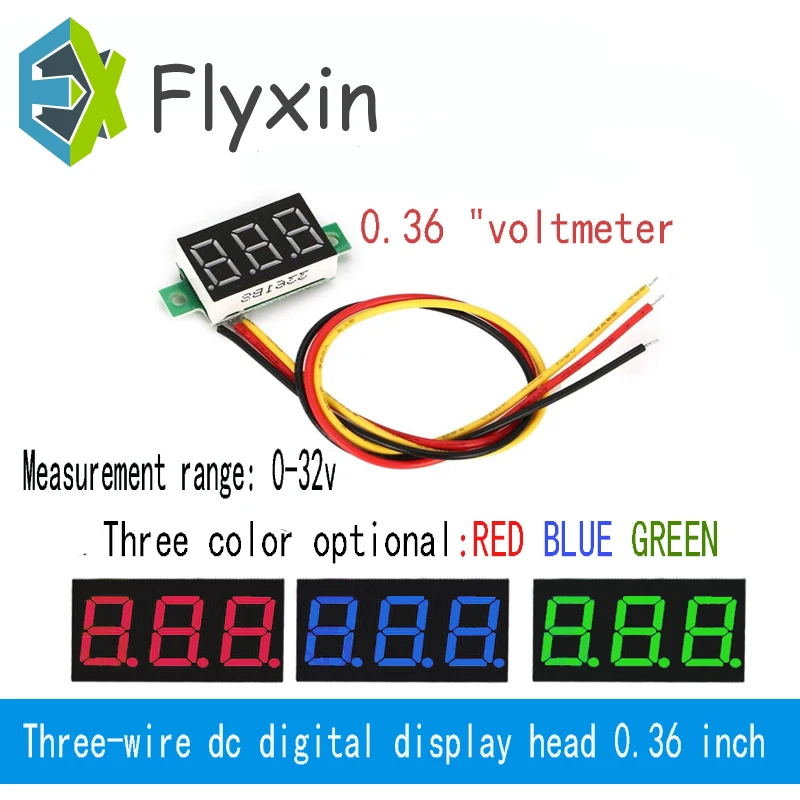 Цифровой вольтметр с красным светодиодный Ом мини 3 мя проводами 0 100 в 36 дюйма