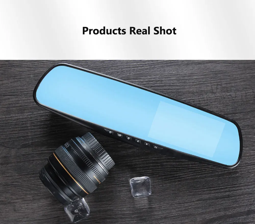 Двойная камера Автомобильный видеорегистратор Камера зеркало заднего вида